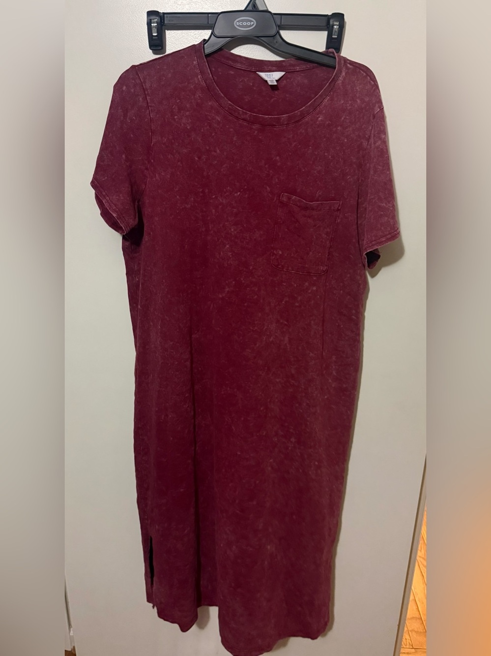 Time and Tru Maroon Short Sleeve T-shirt Dress